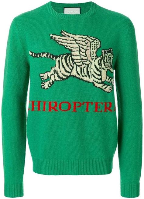 gucci tiger woold striped sweater|Gucci flying tiger sweater.